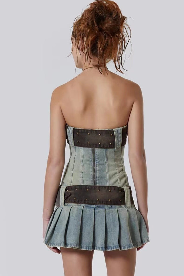 Chelsea Denim Kilt Mini Dress | Dress In Beauty