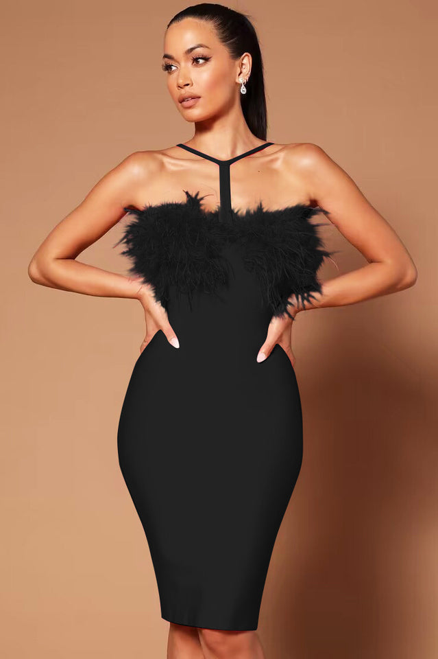 Feather Halter Mini Dress | Dress In Beauty