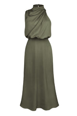 Halter Sleeveless Satin Bridesmaid Dress