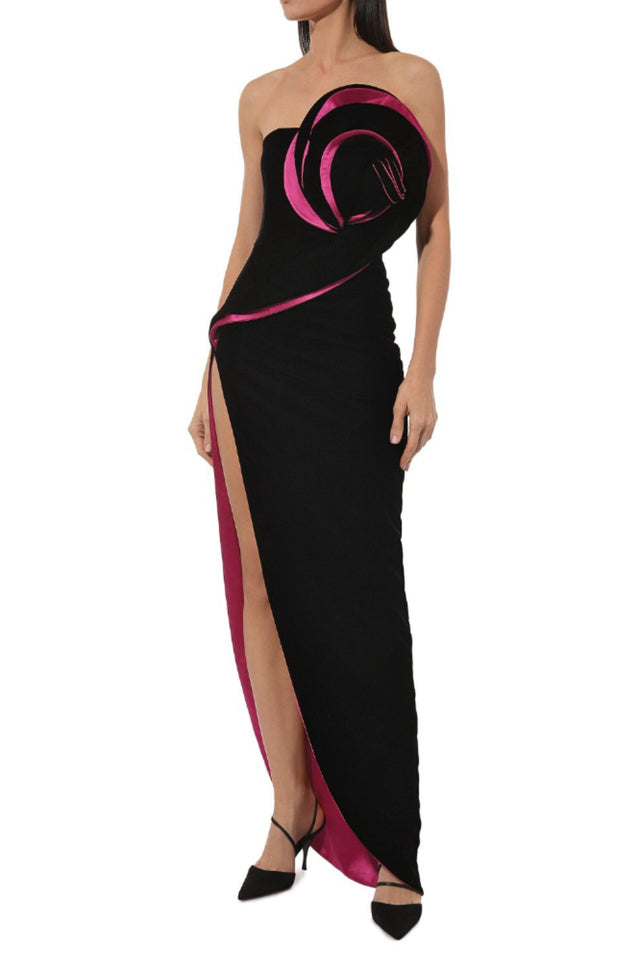 Velvet Flower Slit Maxi Dress | Dress In Beauty