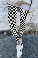 Checkered Pattern High Waist Leggings
