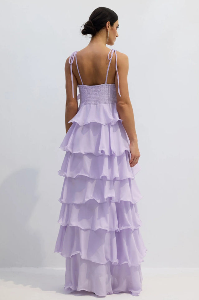 Clara Diamante Flower Tiered Slip Dress | Dress In Beauty