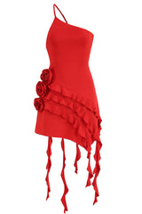 Rose-Detail Ruffled Mini Dress | Dress In Beauty