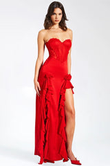 Talia Satin Lace Corset Maxi Dress | Dress In Beauty