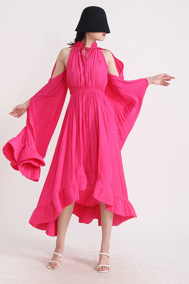 Tie Detailed Ruffled Crepe Dress | Dress In Beauty