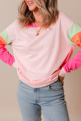 Colorblock Patchwork Long Sleeve Loose Top | Dress In Beauty