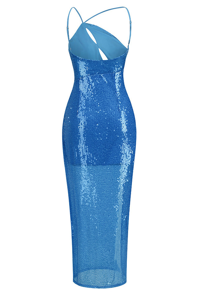 Deep Slit One Shoulder Sequin Dress | Dress In Beauty