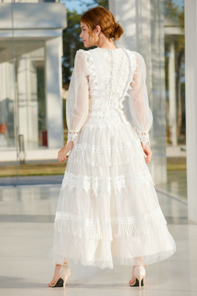 Murphy White Lace Mesh Maxi Dress | Dress In Beauty