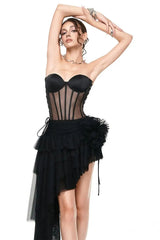 Corset Top & Irregular Mesh Skirt