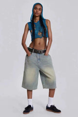 Light Wash Jumbo Jorts | Dress In Beauty