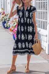 Printed Ruffle Sleeve Midi Dress | Dress In Beauty