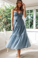Ruched Tie-Up Strappy Maxi Dress | Dress In Beauty