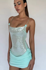 Sequin Floral Draped Corset Dress | Dress In Beauty