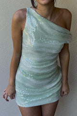 Sheila Asymmetrical Sequin Mini Dress