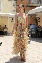 NOÉMIE Ruffled Floral Print Midi Dress | Dress In Beauty