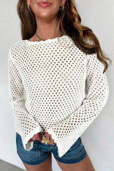 Crochet Open Knit Scallop Trim Sweater | Dress In Beauty