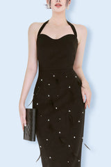 Feather Rhinestones Bodycon Midi Dress | Dress In Beauty