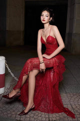 Bustier Sequin Ruffle Maxi Dress | Dress In Beauty