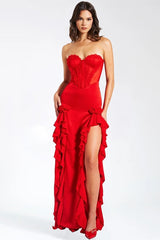 Talia Satin Lace Corset Maxi Dress | Dress In Beauty
