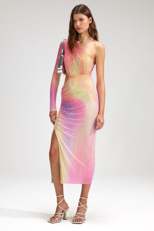 Rhinestone Embellished One Shoulder Dress | Dress In Beauty