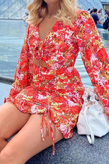 Rose Cut Out Ruched Mini Dress
