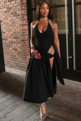 V-Neck Bodysuit Wrap Skirt Set