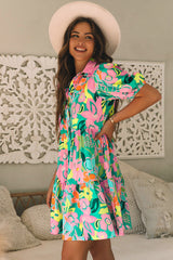 Floral Collar Buttoned Babydoll Dress