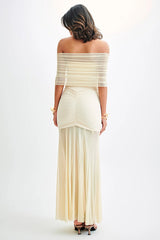 Caspian Slinky And Mesh Maxi Dress