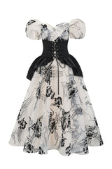 Puff Sleeve Organza Belted Maxi Dress | Dress In Beauty