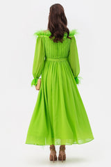 Lilian One Shoulder Feather Long Sleeve Dress | Dress In Beauty