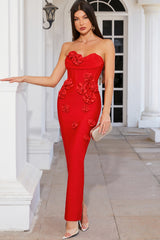 Marwond Corset Strapless 3D Floral Dress