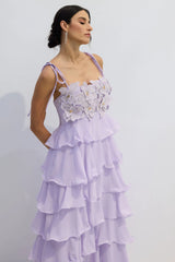 Clara Diamante Flower Tiered Slip Dress | Dress In Beauty