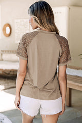 Lace Raglan Sleeve Tee
