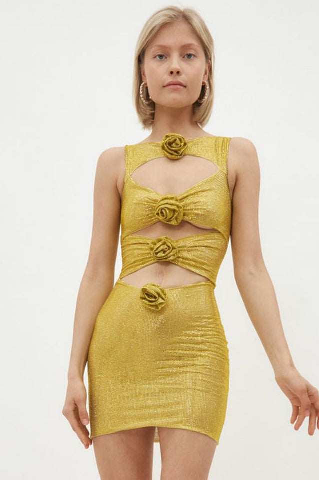 Rosette Cut Out Embellished Mini Dress | Dress In Beauty