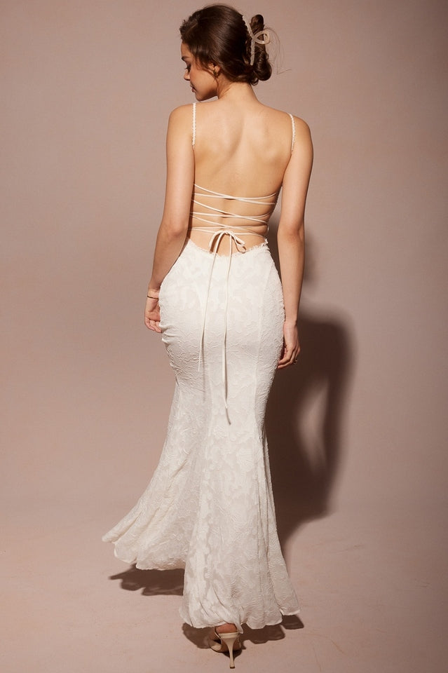 joa lace dress Joa Embroidered Lace Trimmed Flare Maxi Dress