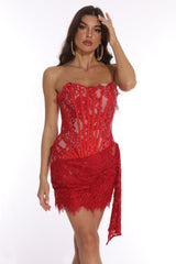 Lace Corset Draped Mini Dress | Dress In Beauty