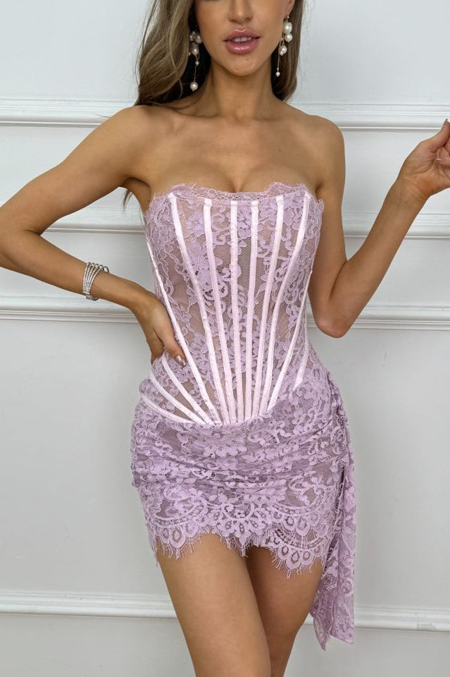 Lace Corset Draped Mini Dress | Dress In Beauty