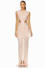 Crystal Embellished Cut Out Gown