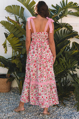 Floral Lace Tied Strap Maxi Dress