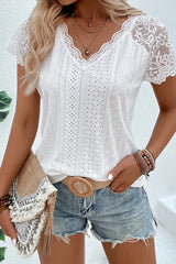 V Neck Shirt With Lace and Patterns
