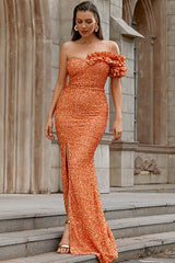 Sequins One Shoulder Slits Long Dress | Dress In Beauty