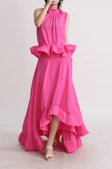 Ruffled Waist Halter Top + Maxi Skirt Set | Dress In Beauty