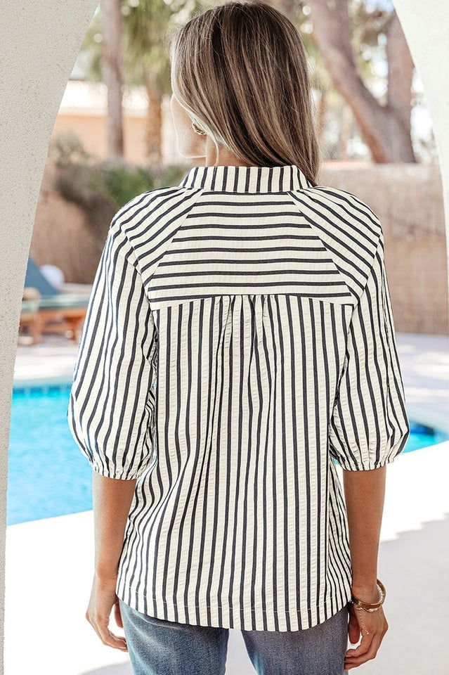 Stripe Floral Embroidered Blouse | Dress In Beauty
