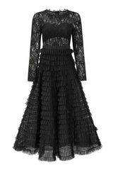Lace Tiered Ruffle Tulle Maxi Dress | Dress In Beauty