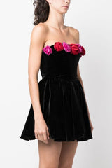 Macrouli Floral Velvet Off Shoulder Mini Dress | Dress In Beauty