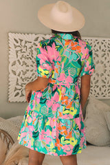 Floral Collar Buttoned Babydoll Dress