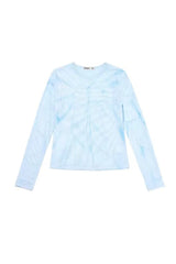 OPEN YY Ribbon Print Mesh Top