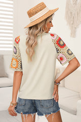 Laure Crochet Sleeve Top