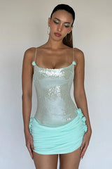 Sequin Floral Draped Corset Dress | Dress In Beauty
