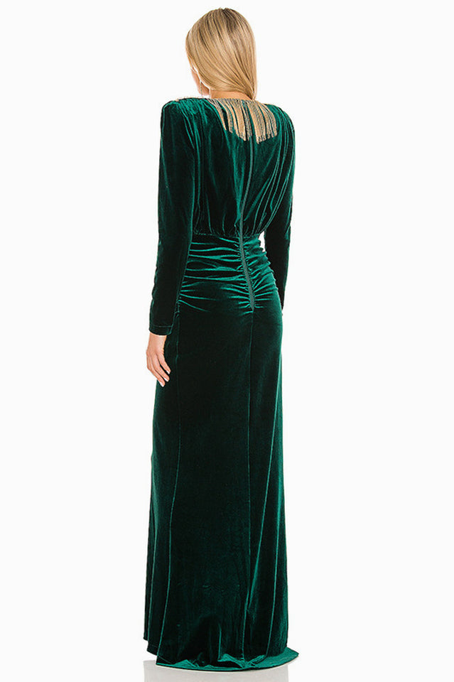 Margot Deep V Neck Velvet Gown | Dress In Beauty